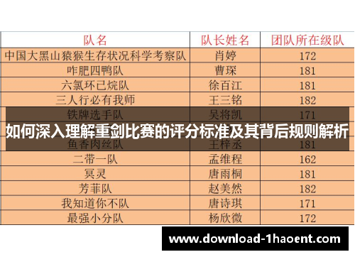 如何深入理解重剑比赛的评分标准及其背后规则解析