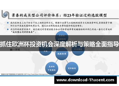 抓住欧洲杯投资机会深度解析与策略全面指导